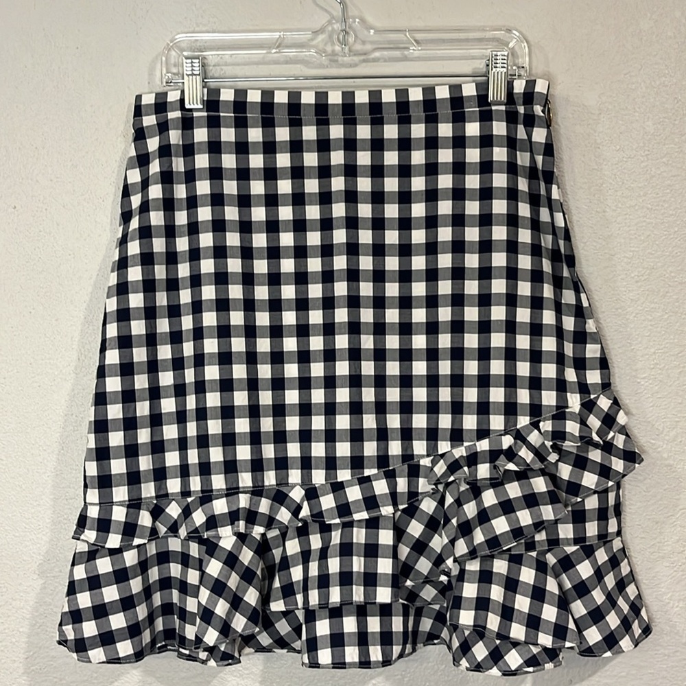 Draper James ‘Dolly’ gingham checked ruffled mini skirt cotton poplin 10 - Picture 4 of 9